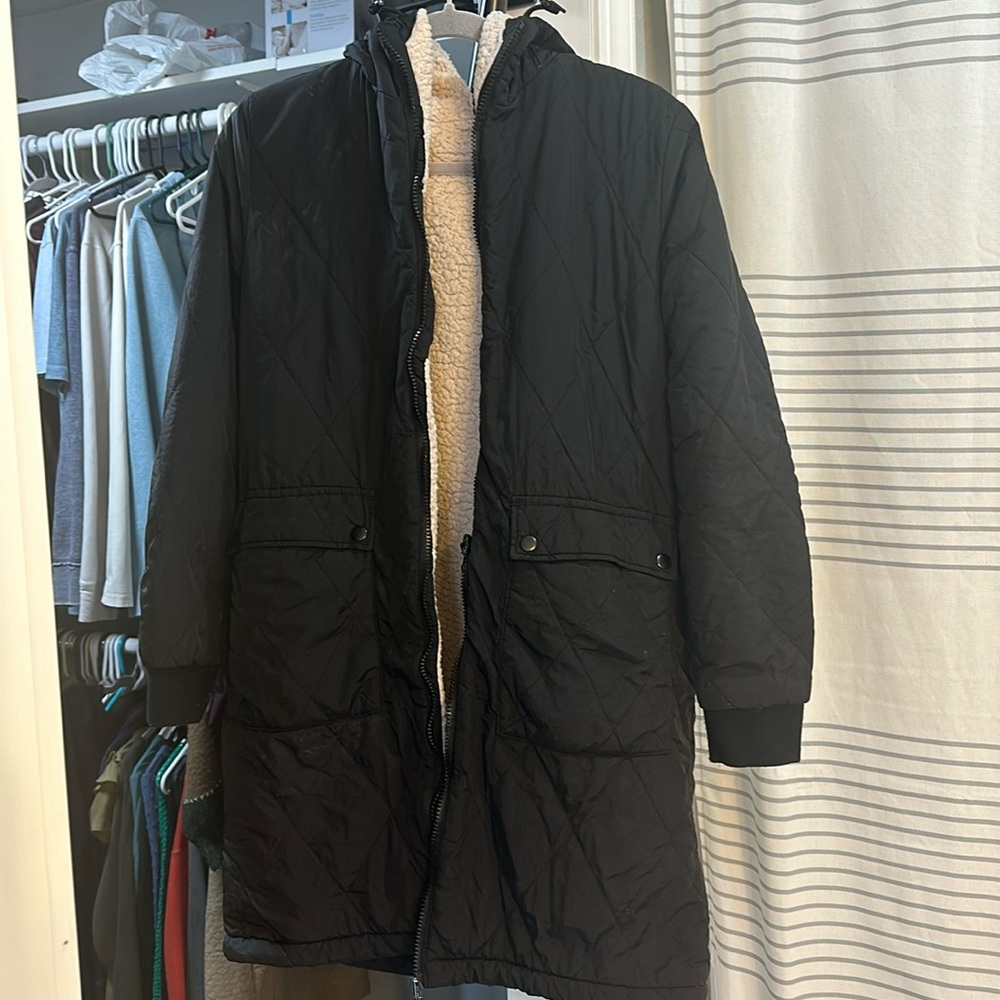 Reversible quilted black jacket